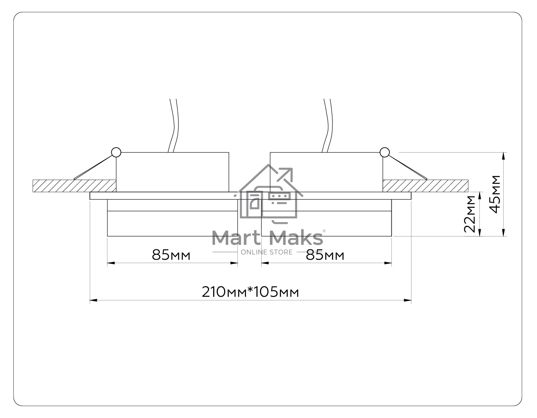 Светильник Ambrella light TN52424/2 BK/FR черный/белый матовый GX53 max 12W 210*105*45