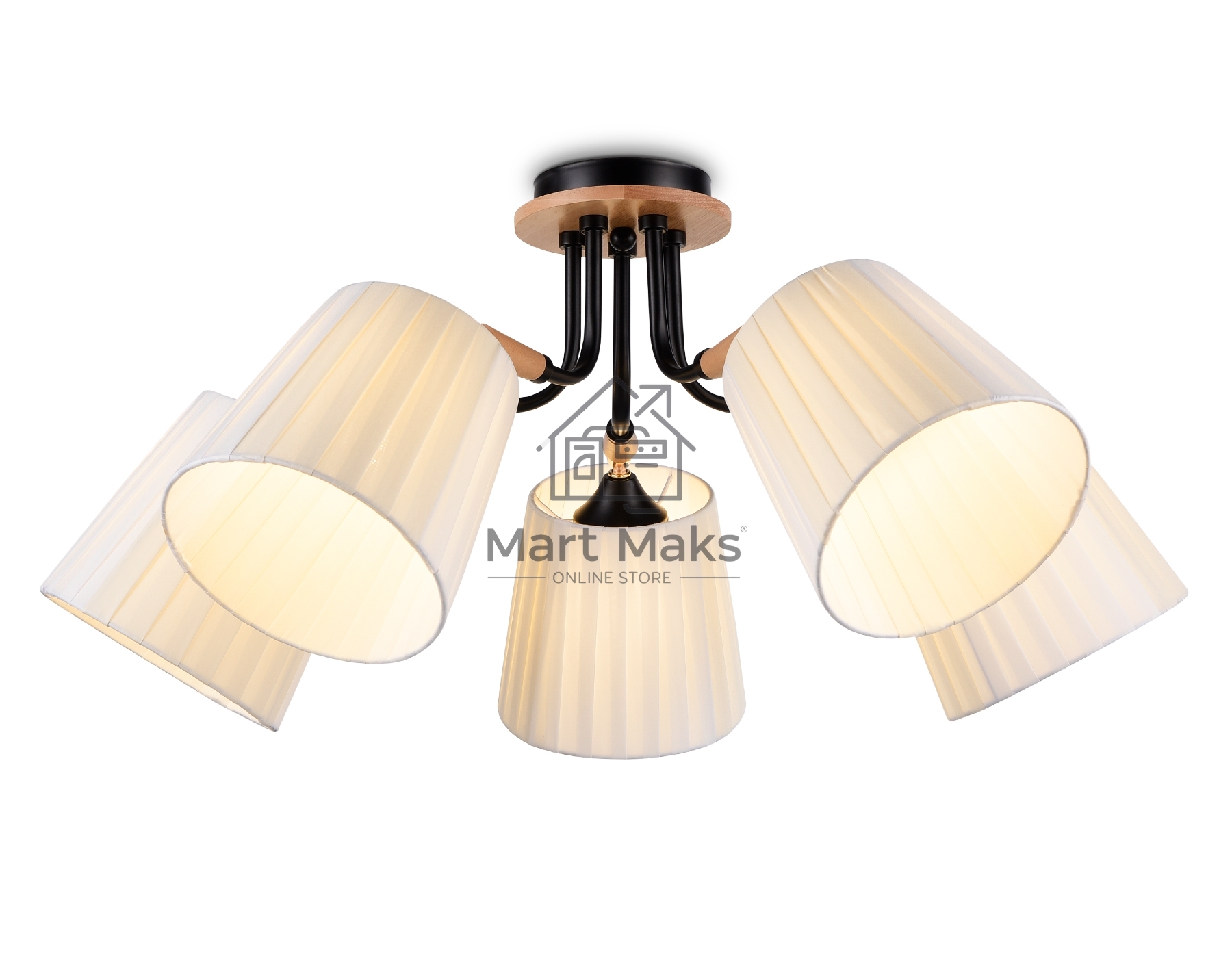 Светильник Ambrella light TR4733/5 BK/LWD черный/светлое дерево E27/5 max 40W D610*270