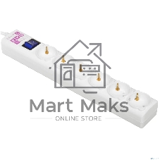 Фильтр-удлинитель Power Cube 3,0 м 6 розеток с заземлением (белый) 16А/3,5кВт/ Surge protector Power Cube 3,0 m 6 outlets (white) 16A / 3,5kVt