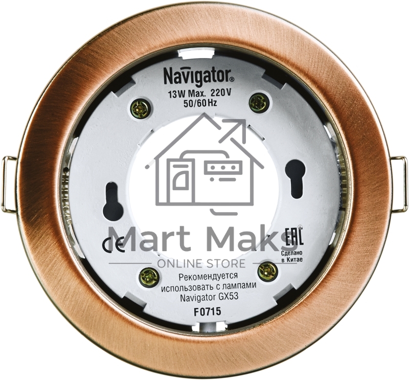 Светильник светодиодный ДВО NGX-R1-006-GX53 220В GX53 IP20 черненая медь 71282 Navigator