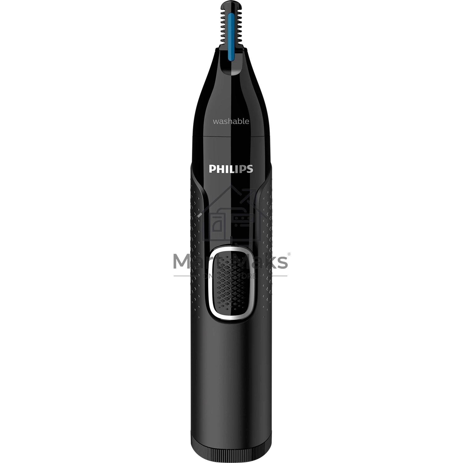 Триммер Philips для носа и ушей, черный, корпус - пластик, 3 насадки-гребня, насадка - триммер, щеточка для очистки, мягкий чехол, батарейка
