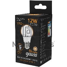 Лампа светодиодная Gauss A60 12Вт цок.: E27 шар 220B 3000K св. свеч. бел. теп. A60 (упак.: 10 шт)