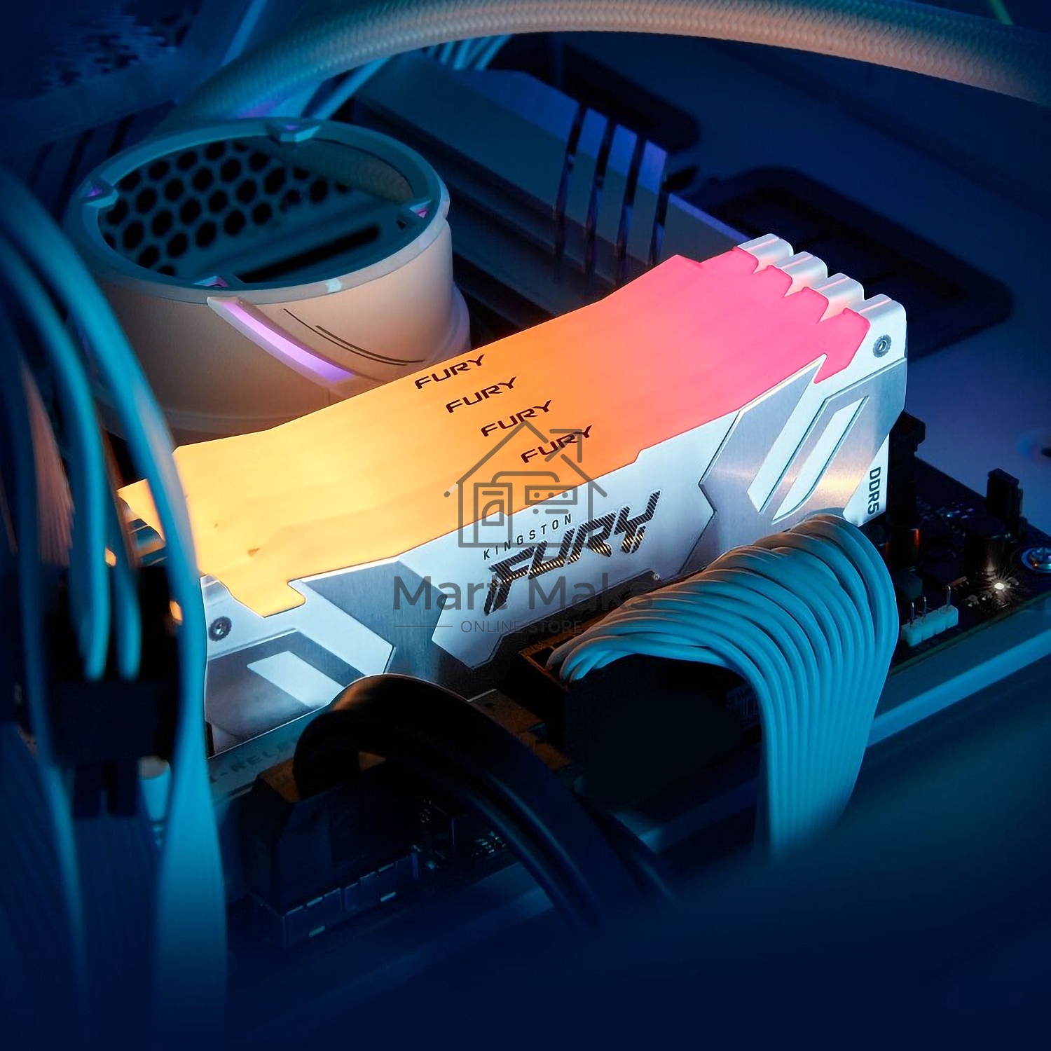 Оперативная память Kingston Fury Renegade, DDR5, 64GB (2x32GB), 6400MHz, CL32, DIMM, радиатор, RGB, белый