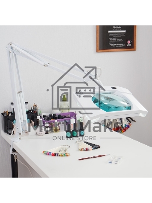 Лупа на струбцине Rexant, квадратная, 3D, с подсветкой, белая 31-0101