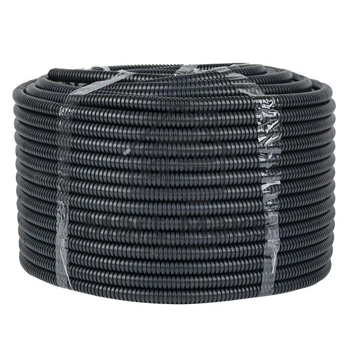 Труба гофрированная FRHF d16мм с протяжкой черный (уп.100м) Plast PROxima EKF FRHF-16