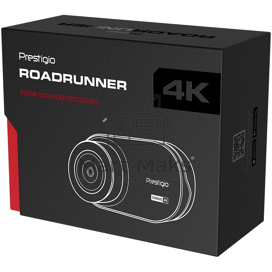Видеорегистратор Prestigio RoadRunner 480W, 3.0'' IPS (854x480) touch screen display, UHD 4K 3840x2160@30fps, Mstar SSC8629Q, 8 MP CMOS Sony Starvis IMX415 image sensor, 8 MP camera, 140° Viewing Angle, Wi-Fi, USB Type-C, Supercapacitor, Night Vision, Mot