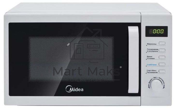 Микроволновая печь Midea AM820CUK-W белый, 20 л, 800 Вт, переключатели - поворотный механизм/кнопки