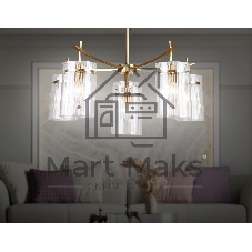 Люстра Ambrella light LH56031/5+1 BS/CL латунь/прозрачный E14*6 max 40W D680*1200