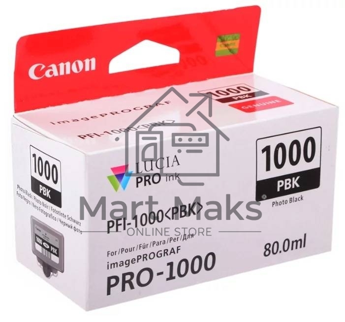 Картридж струйный Canon PFI-1000 PBK для IJ SFP PRO-1000 WFG. Фото черный. 80 мл.