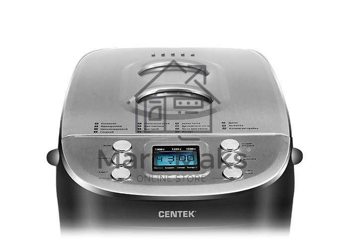 Хлебопечь Centek CT-1415 (черн) 1500 г БОЛЬШОЙ ОБЪЁМ, 860Вт, 15 программ, таймер, LCD, окошко