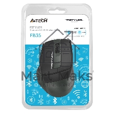Мышь беспроводная A4Tech Fstyler FB35 зеленый/черный, 2000 dpi, радиоканал, Bluetooth, USB, кнопки - 6