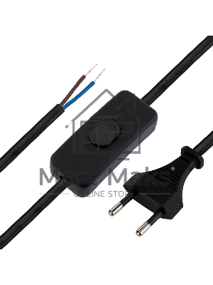 Сетевой шнур с выключателем 2х0,75 мм², 1,8 м черный Rexant