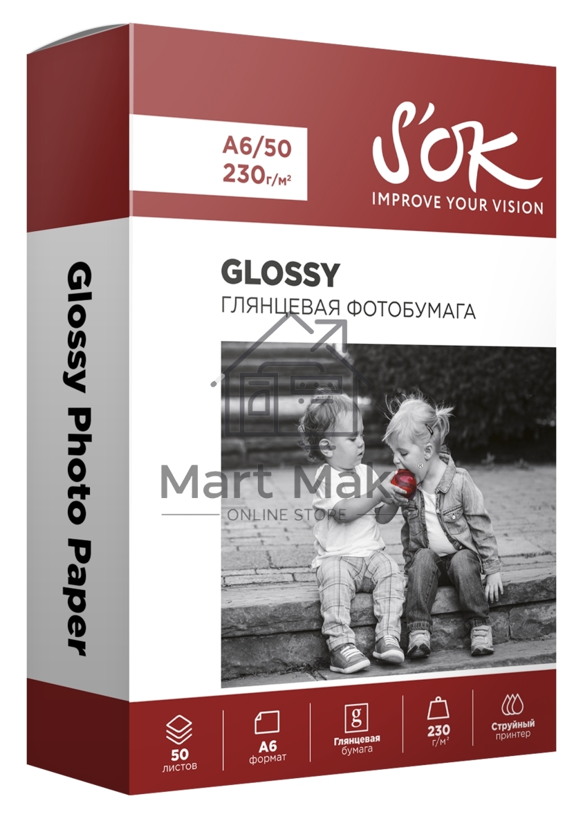 Фотобумага CC Glossy; 230gsm; A6*50 Глянцевая; 230г/м2; формат А6; 50 листов