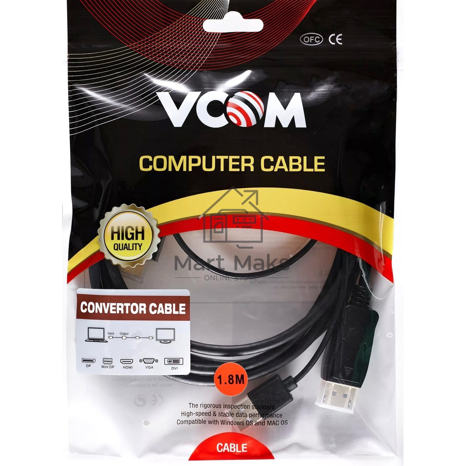 Кабель-переходник HDMI(M) +USB---> DP(M) 4K*60Hz 1.8M, VCOM