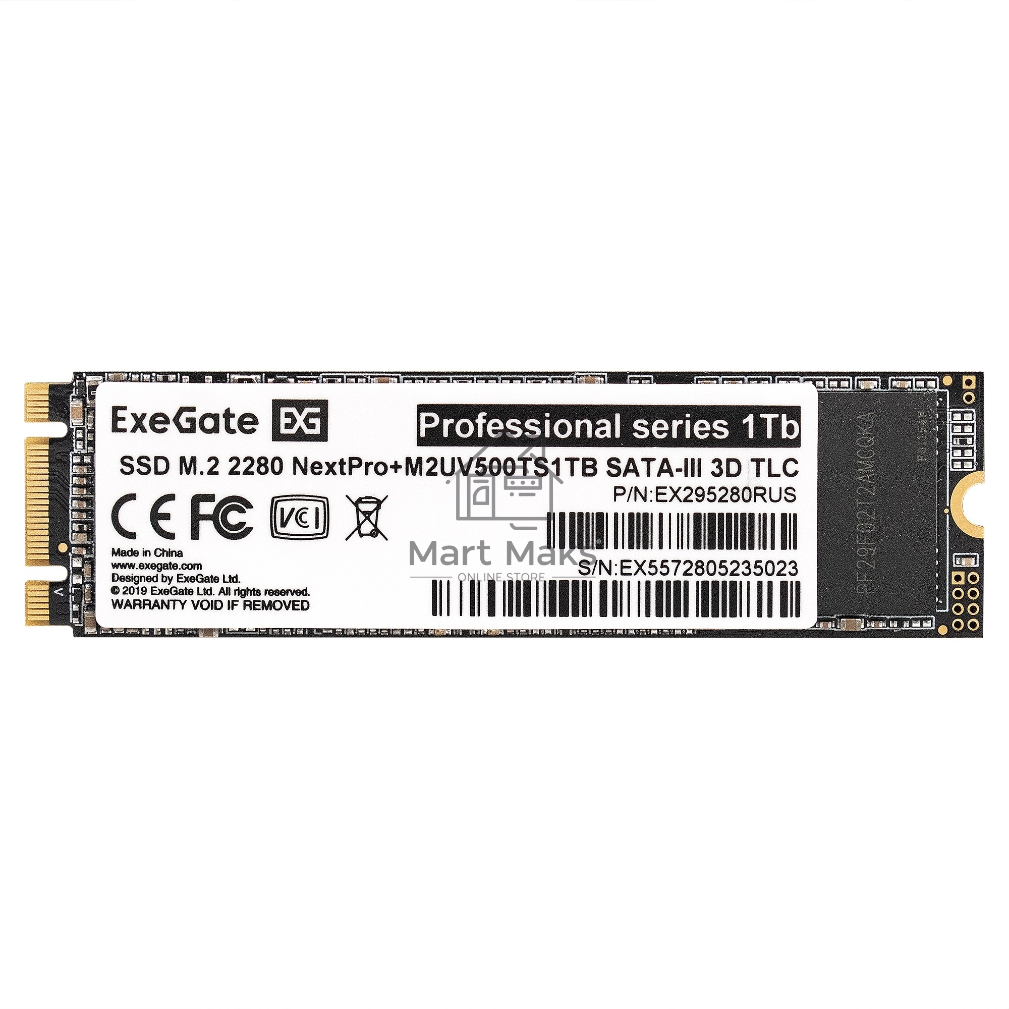 Накопитель SSD ExeGate, 1Tb, M.2 2280, SATA, R/W 551/480