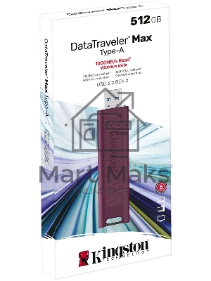 Флешка USB Kingston DataTraveler Max (DTMAXA/512Gb), 512Gb, USB 3.2 Gen 2, R/W 1000/900, бордовый