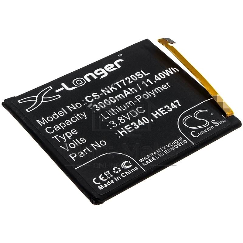 Аккумулятор CameronSinoCS-NKT720SL HE340 HE347 для Nokia 7.1, TA-10413.8V / 3000mAh / 11.40Wh