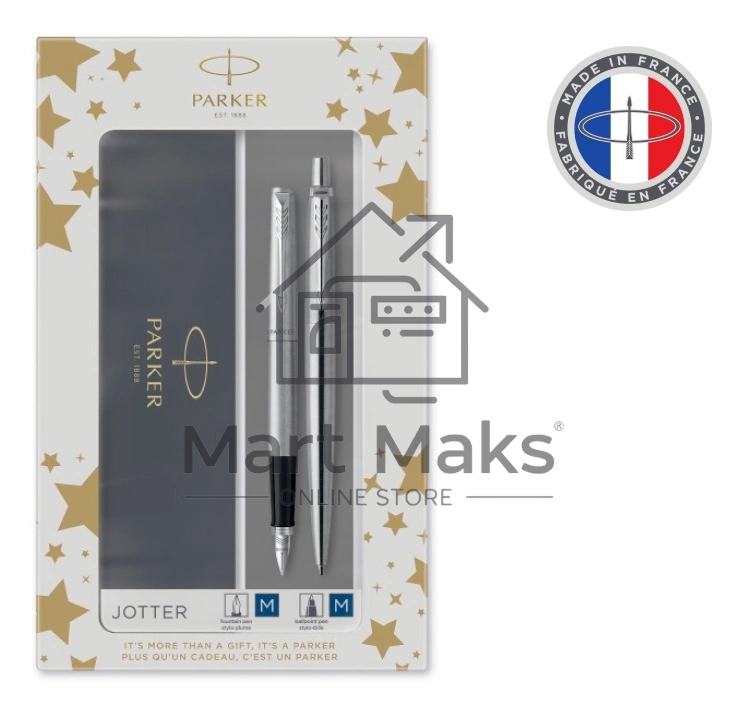Набор ручек Parker Jotter Core FK61 (CW2093258) Stainless Steel CT сталь нержавеющая, подарочная коробка ручка перьевая, ручка шариковая