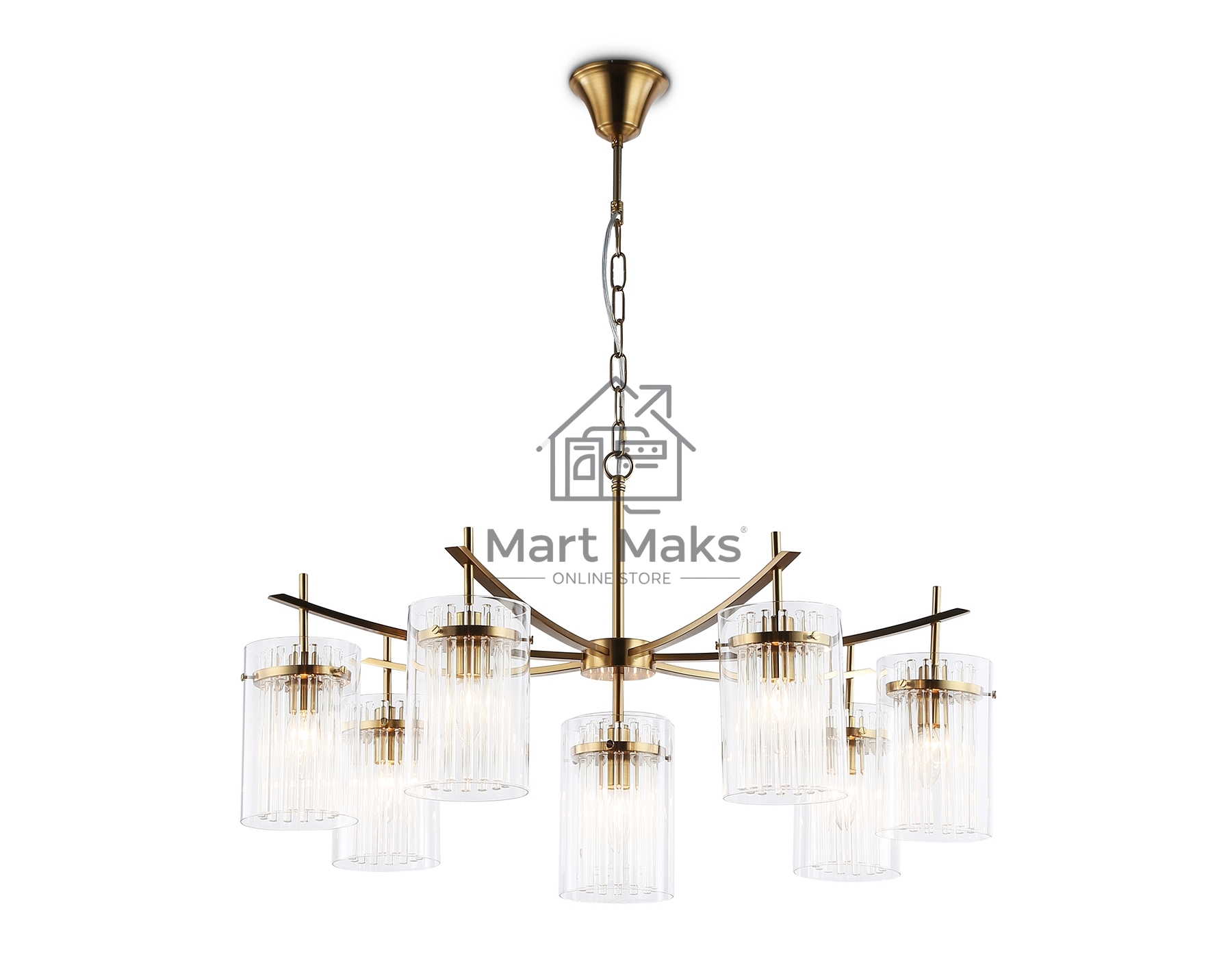Люстра Ambrella light LH56033/7+1 BS/CL латунь/прозрачный E14*8 max 40W D790*1200