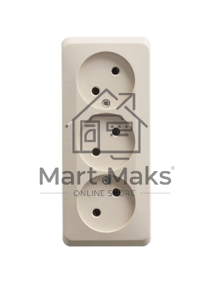 Розетка 3-м ОП Этюд 16А IP20 без заземл. без защ. шторок крем. SchE PA16-009K