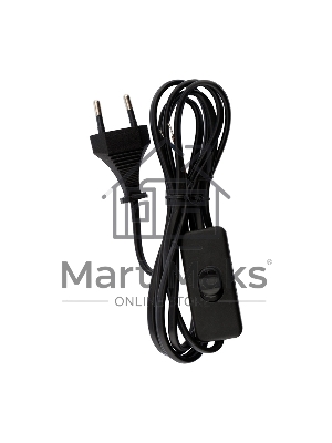 Сетевой шнур с выключателем 2х0,75 мм², 1,8 м черный Rexant