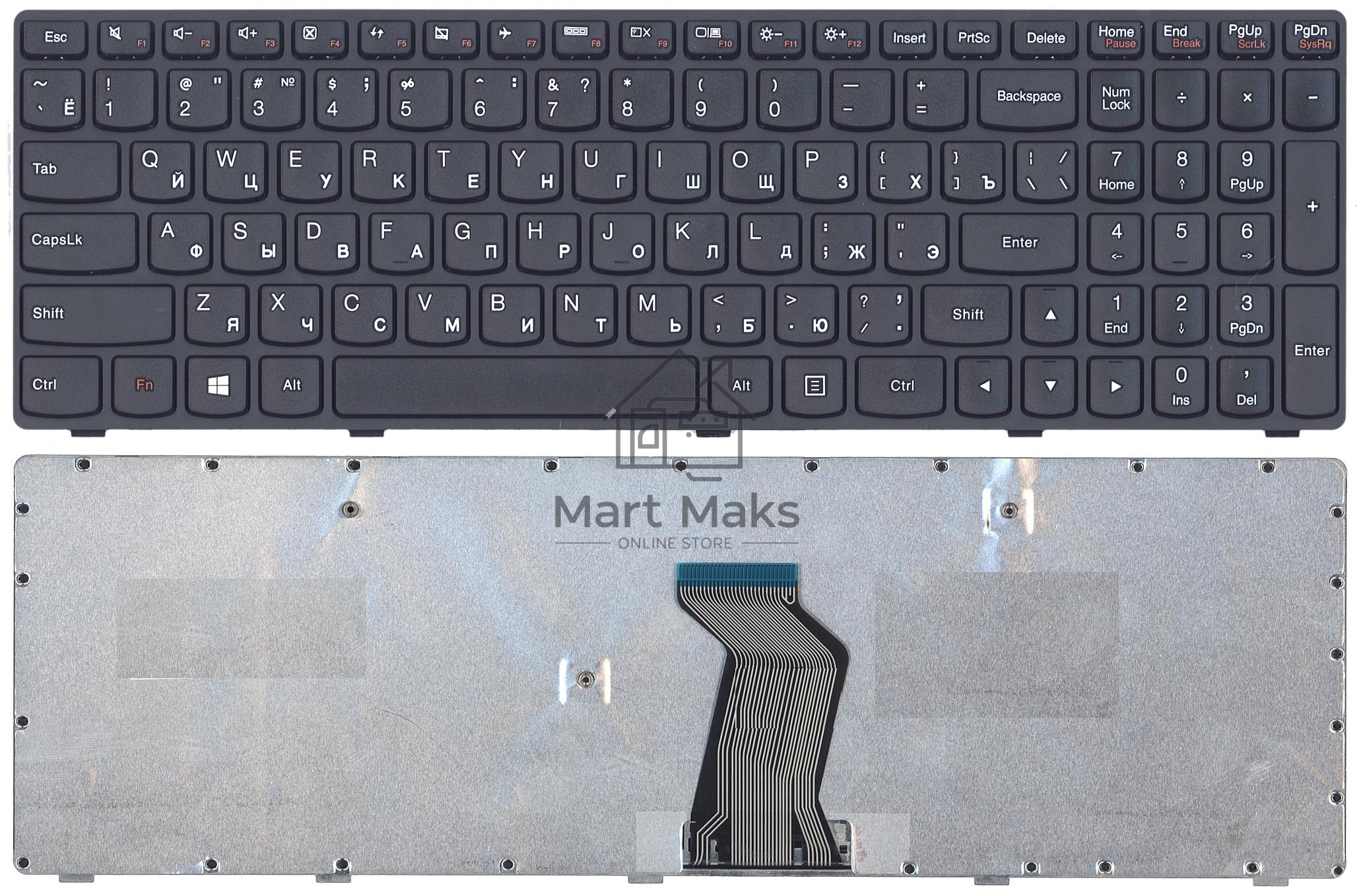 Клавиатура для ноутбука Lenovo G500 G505 G505A G510 G700 G700A G710 черная с черной рамкой