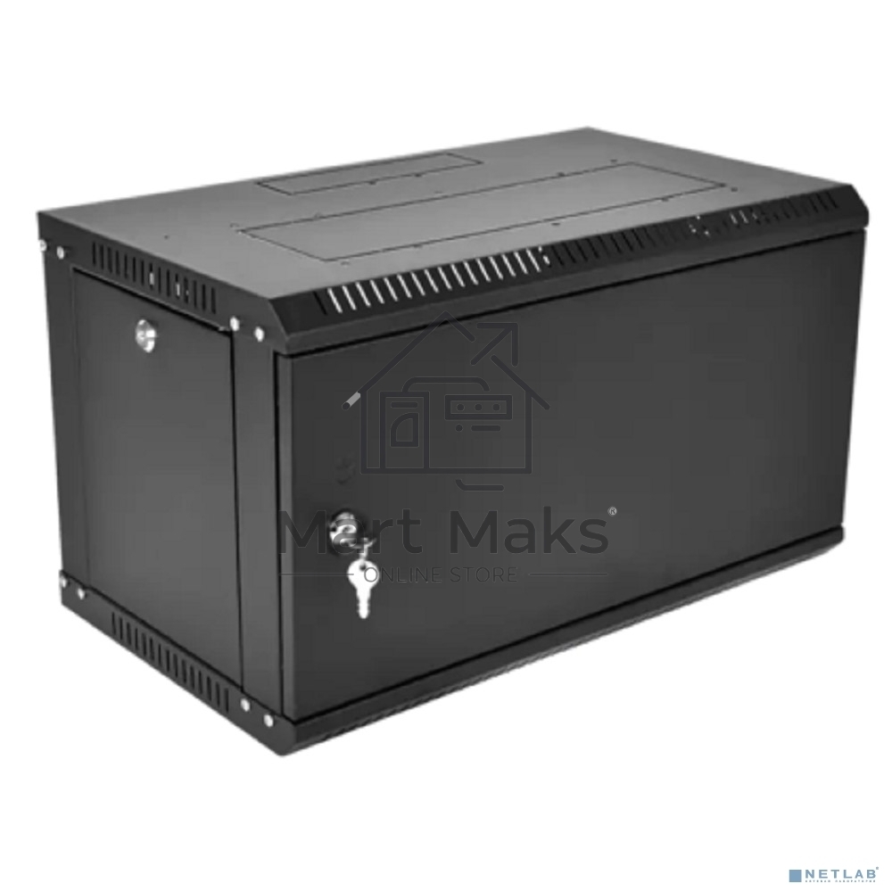 Шкаф телекоммуникационный настенный разборный ЦМО ЭКОНОМ 9U (600 x 350) дверь металл, цвет черный (ШРН-Э-9.350.1-9005)