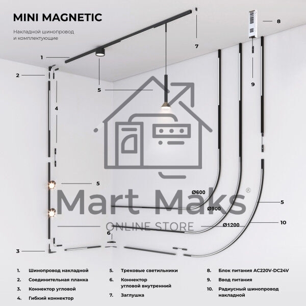 Трековый светильник Mini Magnetic 9W 3000K (белый/черный) 85203/01