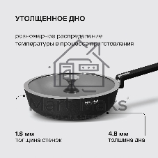 Сотейник Rondell Modern RDA-1724, 28 см, с крышкой, черный