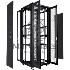 Шкаф серверный напольный Cabeus ND-05C-42U80/120-BK IP20, 42U, 2055х800х1200 мм (ВхШхГ), дверь: перфорация, боковая панель: сплошная, разборный, чёрный