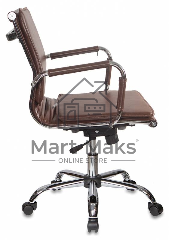 Кресло руководителя Бюрократ CH-993-Low/Brown коричневый, низкая спинка, искусственная кожа, крестовина хромированная