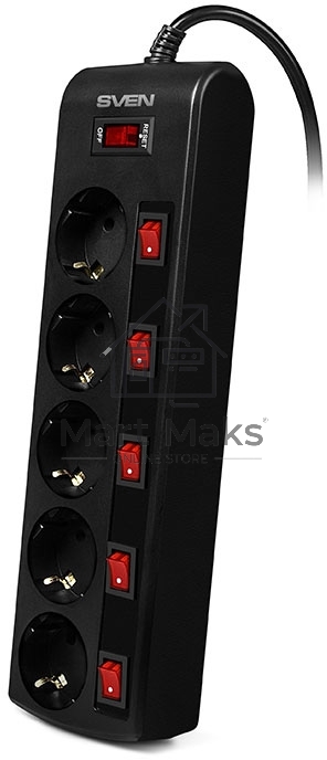 Сетевой фильтр Sven SF-05PL 1,8 м (5 розеток) черный 