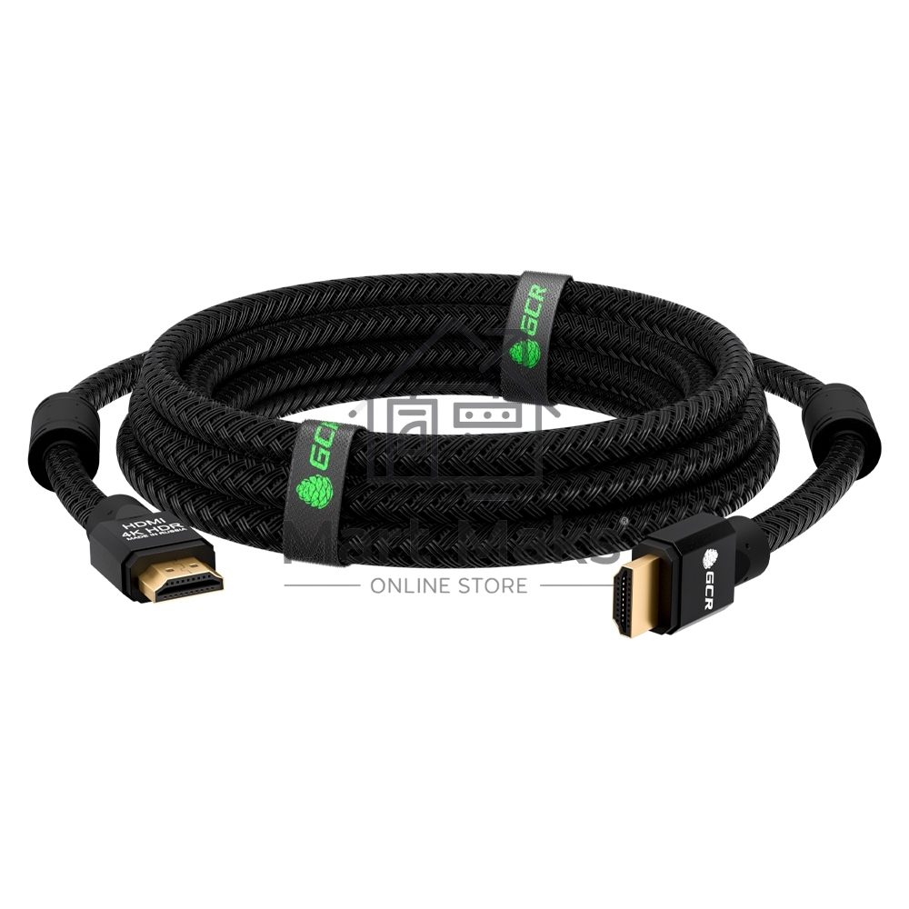 Кабель GCR 10.0m HDMI версия 2.0, HDR 4:2:0, Ultra HD, 4K 60 fps 60Hz/5K*30Hz, 3D, AUDIO, 18.0 Гбит/с, 28/28 AWG, OD7.8mm, тройной экран, черный нейлон, AL корпус черный, фер.кольца, GCR-53191 GCR Кабель 10.0m HDMI версия 2.0, HDR 4:2:0, Ultra HD, 4K 60 f