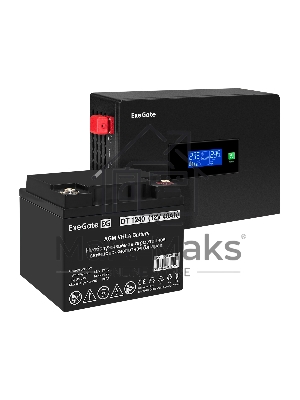 Комплект ИБП EX295992RUS + батарея 40Aч EX282976RUS 1шт (инвертор, синус, для котла, PF=1, настенный) ExeGate IdealSine SR-600.LCD.2SH <600VA/600W, чистая синусоида, цветной LCD-дисплей, 2*Schuko, крепление настенное, черный> + батарея ExeGate DT 1240 (12