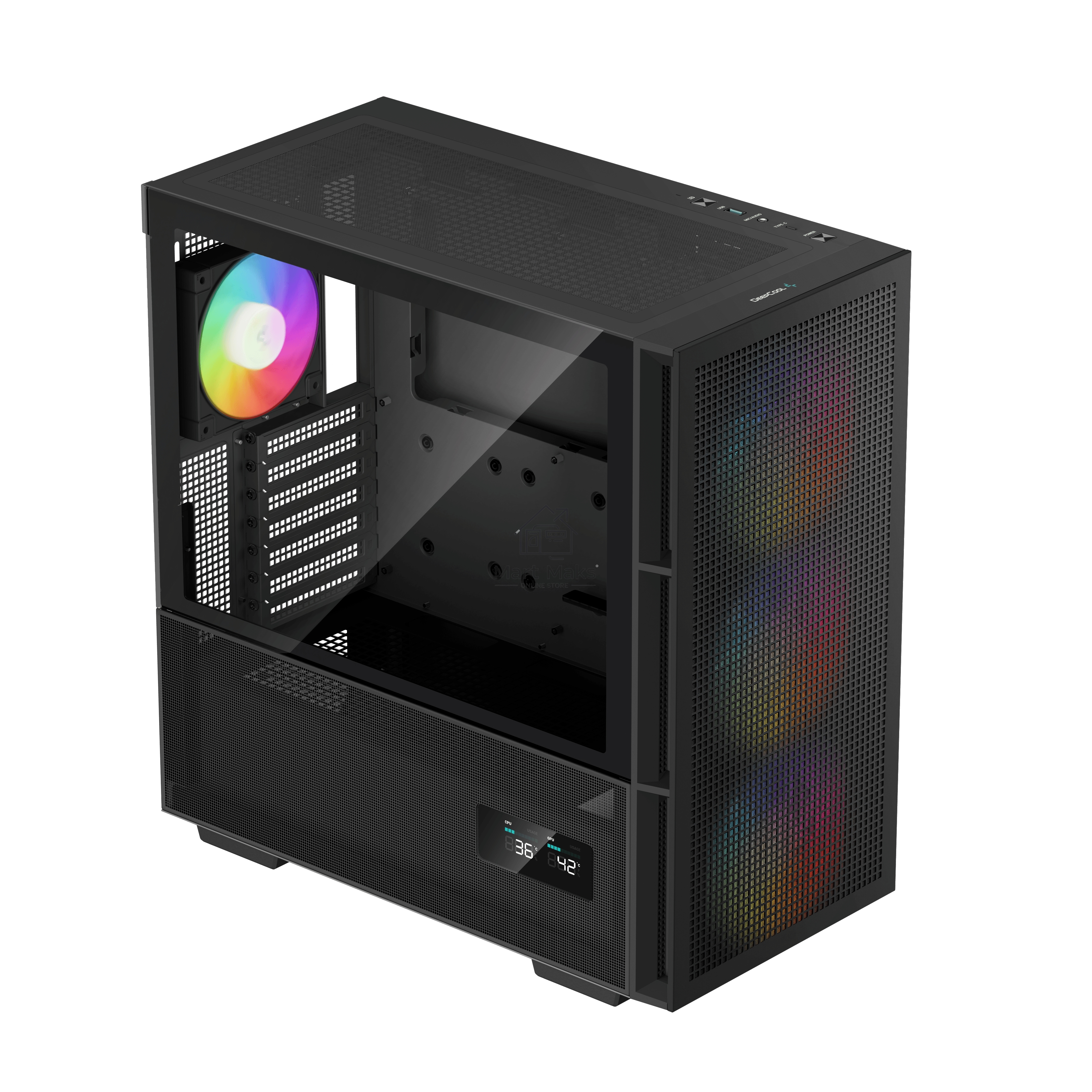 Компьютерный корпус DeepCool CH560 Digital черный (R-CH560-BKAPE4D-G-1) (ATX, без БП, 2хUSB, с окном)
