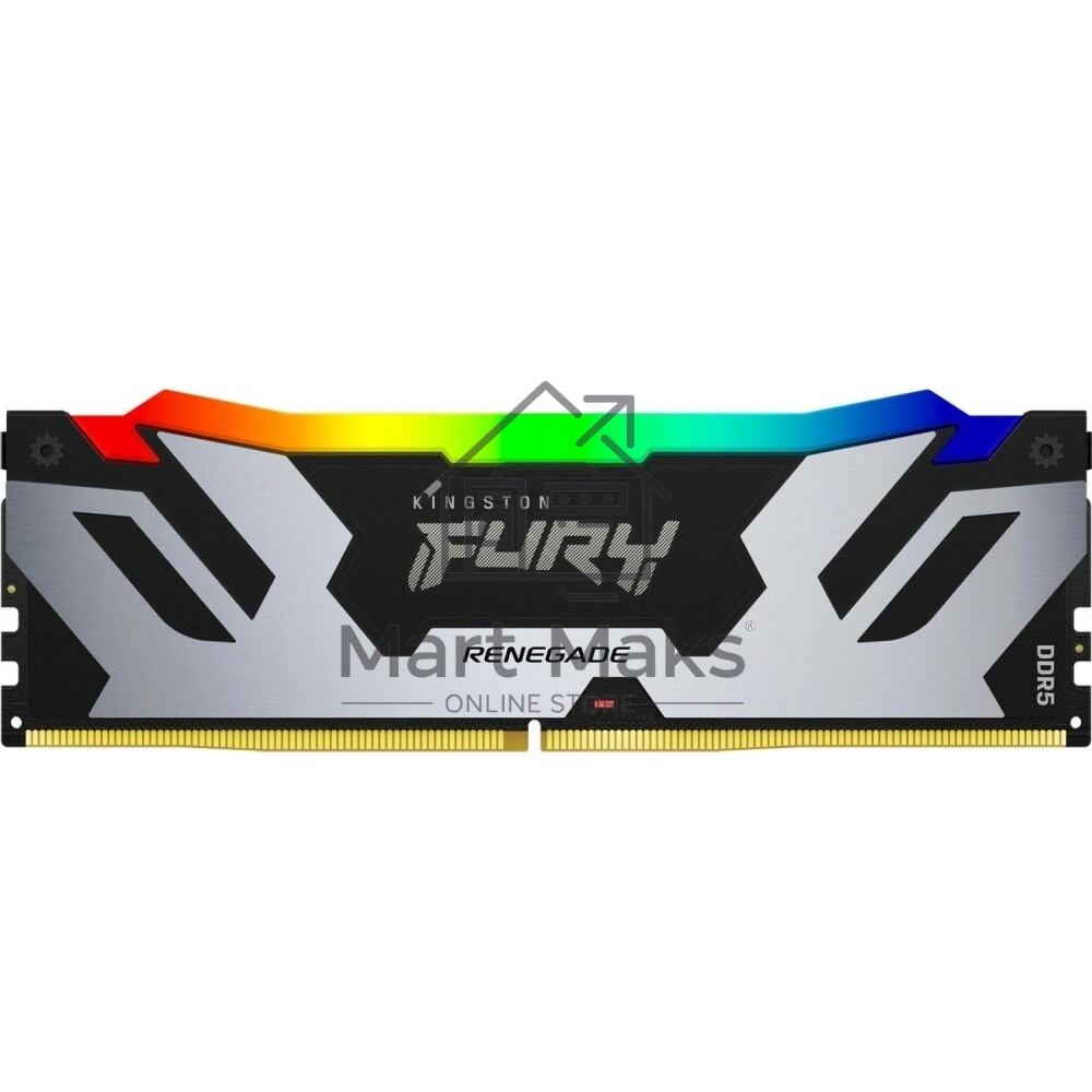 Оперативная память Kingston Fury Renegade, DDR5, 48GB (1x48GB), 6400MHz, CL32, DIMM, с радиатором, RGB, серебристый/черный