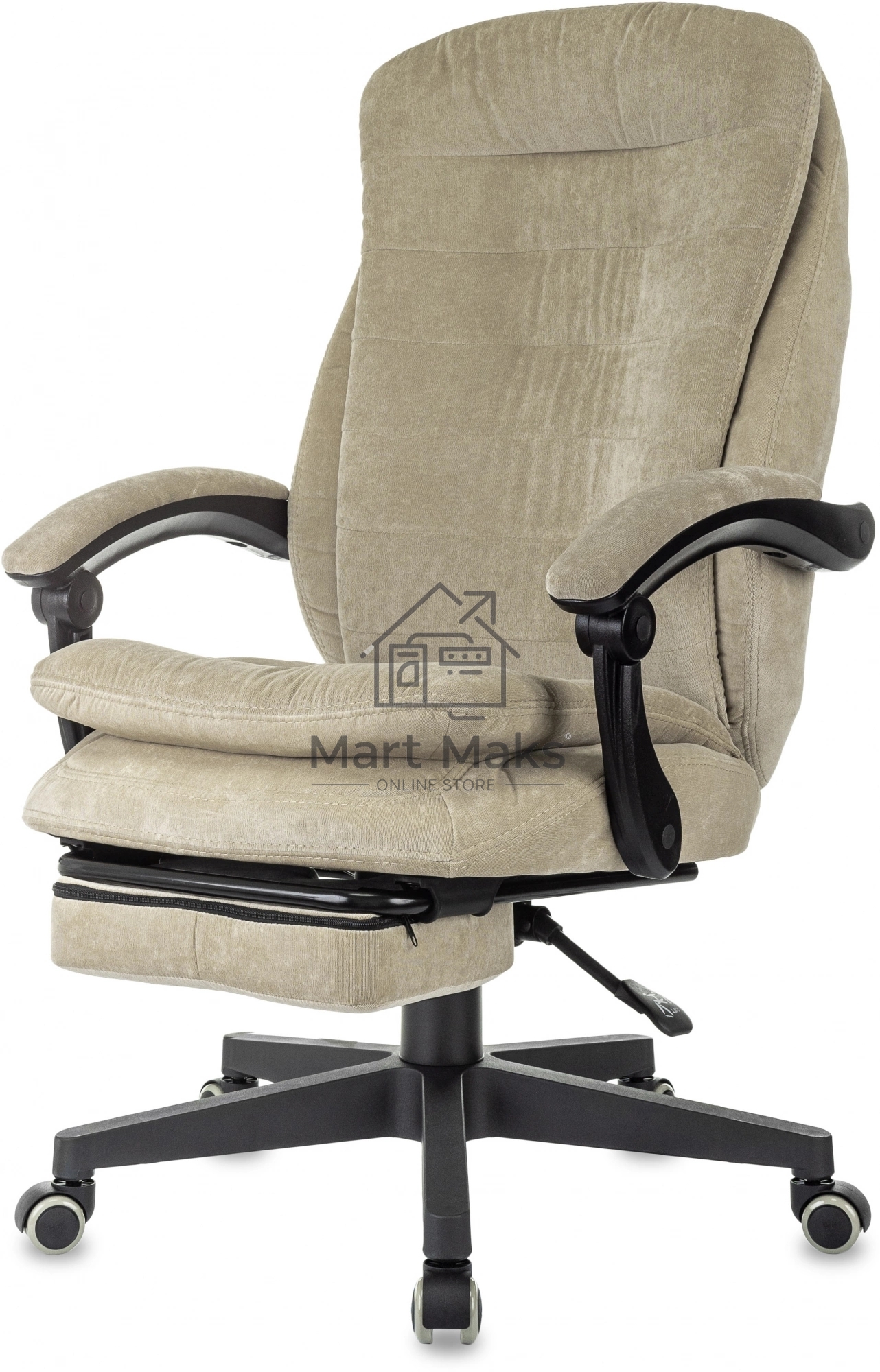Кресло руководителя Бюрократ T-9950MSG-F Fabric песочный Light-21, крестов. пластик, подст. для ног