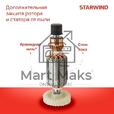 Угловая шлифовальная машина Starwind AG125E-950 950Вт 11000об/мин рез.шпин.:M14 d=125мм