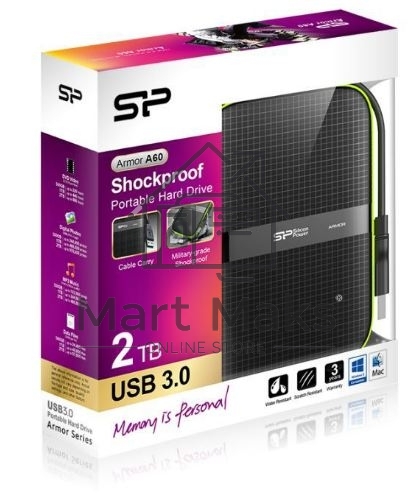 Внешний жесткий диск Silicon Power USB 3.0 2Tb A60 SP020TBPHDA60S3K Armor 2.5