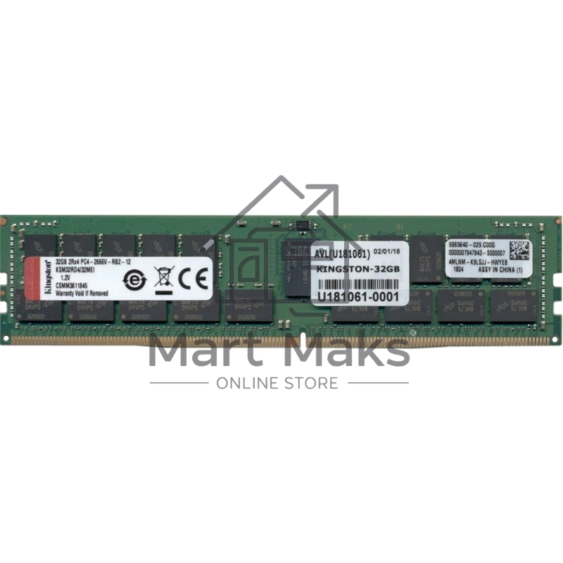 Оперативная память Kingston, DDR4, 32GB (1x32GB), 3200MHz, CL22, ECC, RDIMM