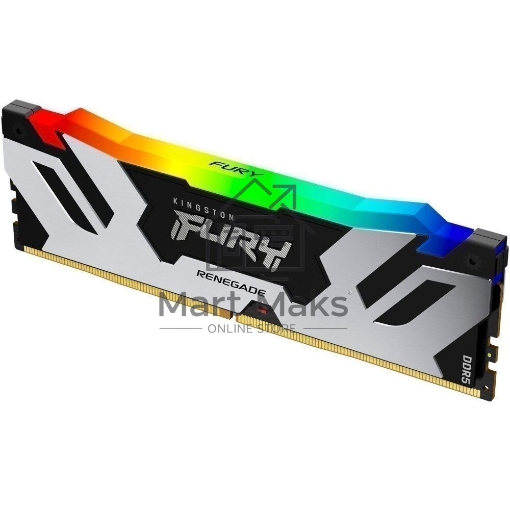 Оперативная память Kingston Fury Renegade, DDR5, 48GB (1x48GB), 6400MHz, CL32, DIMM, с радиатором, RGB, серебристый/черный