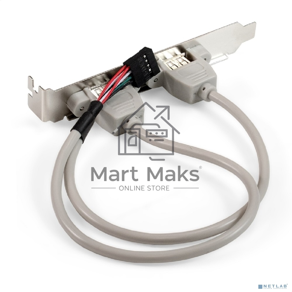 Планка портов в корпус 2xUSB2.0 ExeGate BrctUSB2-2A (USB 2.0 9pin (IDC 9pin F) --> 2x USB 2.0 Af, кабель 20см)