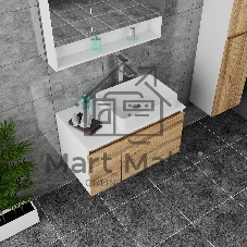 Комплект для ванной, 4 предмета (Тумба Bau Dream Blackwood 80, раковина BAU Hotel 48х37, смеситель для раковины высокий Hotel Still, нержавеющая сталь, выпуск клик клак, хром)