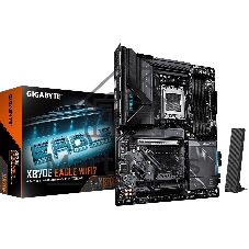 Материнская плата Gigabyte X870E EAGLE WIFI7, AM5, AMD X870E, 4xDDR5, 4xSATA, 4xM.2, 1xPCIe 5.0 x16, 1xPCIe 4.0 x16, 1xPCIe 3.0 x16, 1xHDMI, 1x5Gb LAN, Wi-Fi 7, Bluetooth 5.4, 2xUSB-C 40Gbps (USB4), 2xUSB-A 10Gbps, 4xUSB-A 5Gbps, 2xUSB-A 2.0, 3x3.5 мм + S/PDIF оптический, 7.1, чёрный, ATX