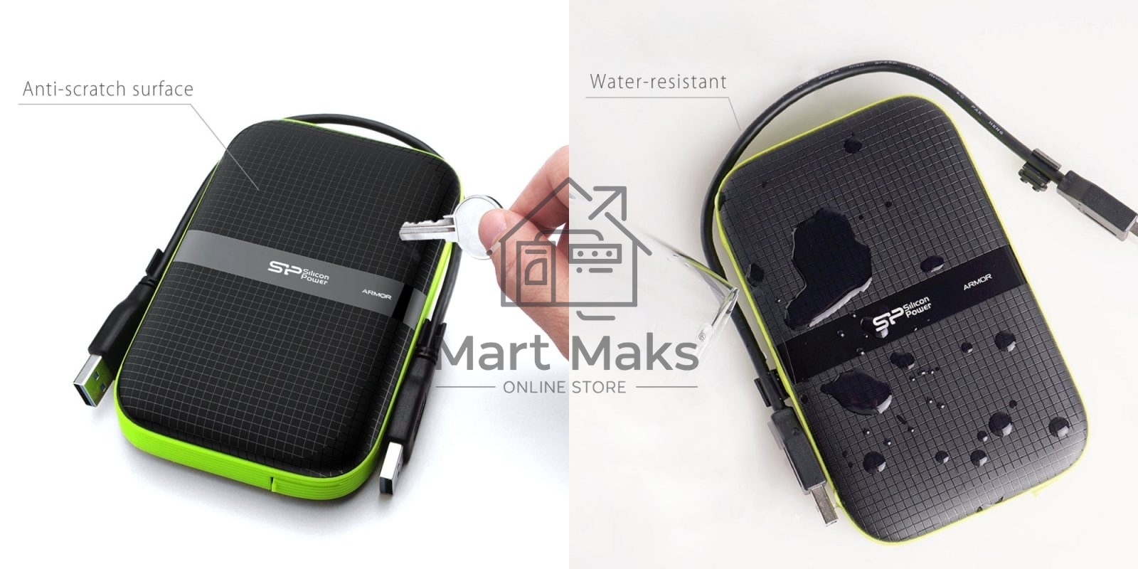 Внешний жесткий диск Silicon Power USB 3.0 2Tb A60 SP020TBPHDA60S3K Armor 2.5