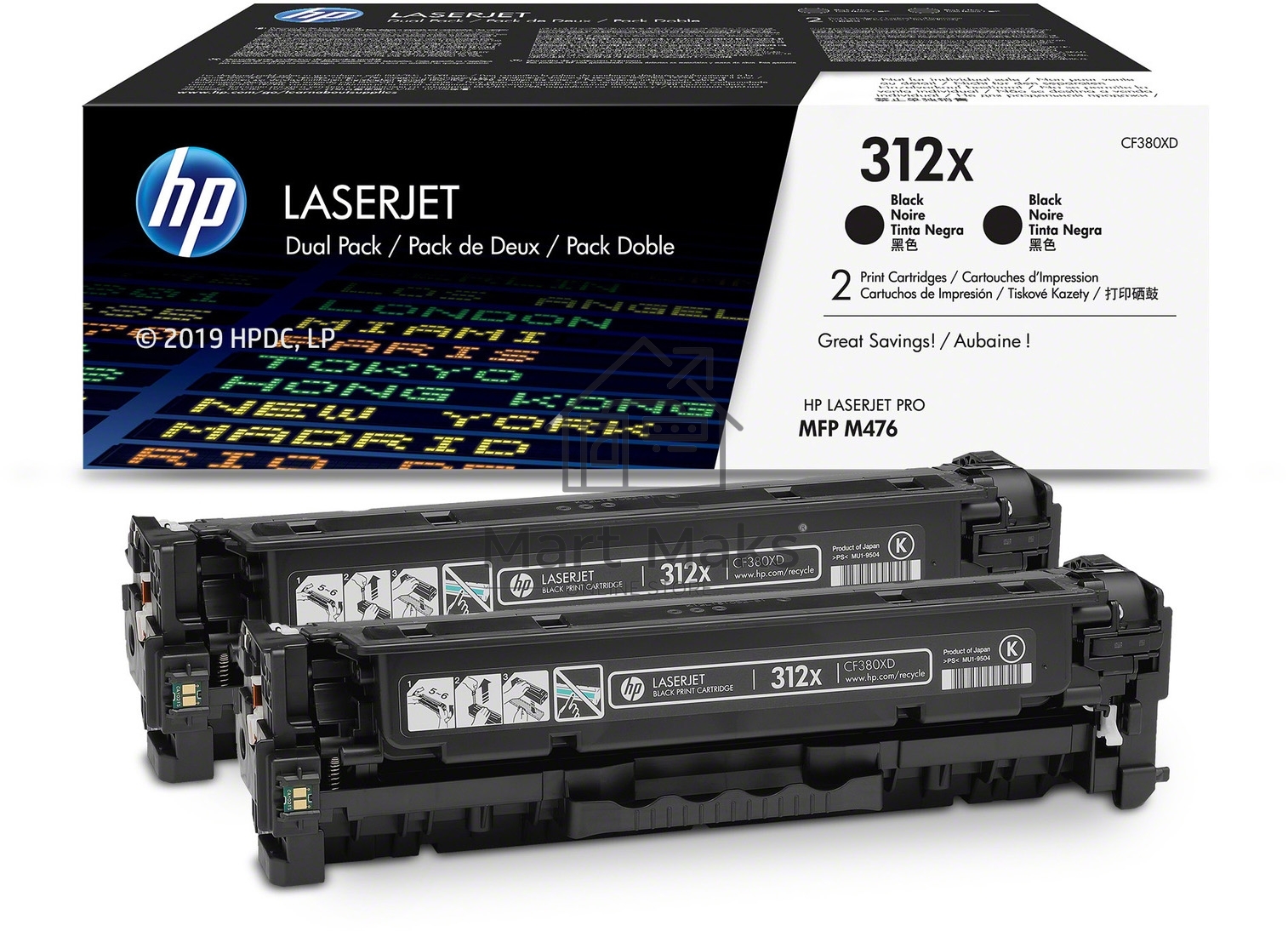 Картридж лазерный двойная упаковка Hewlett-Packard HP 312A CF380XD черный для LaserJet Pro M476dn, M476dw, M476nw 4400 стр.