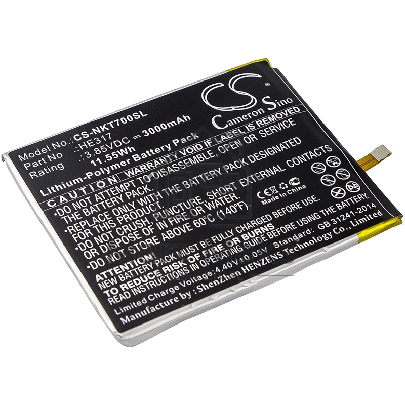Аккумулятор CameronSinoCS-NKT700SL HE317 для Nokia 7, 7 Premium Edition 3.85V / 3000mAh / 11.55Wh
