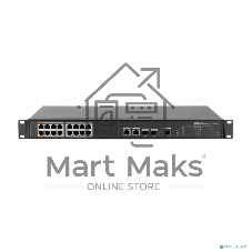 Коммутатор Dahua DH-PFS4218-16ET-190, 16×100 Мбит/с PoE + 2×1 Гбит/с Combo, управляемый