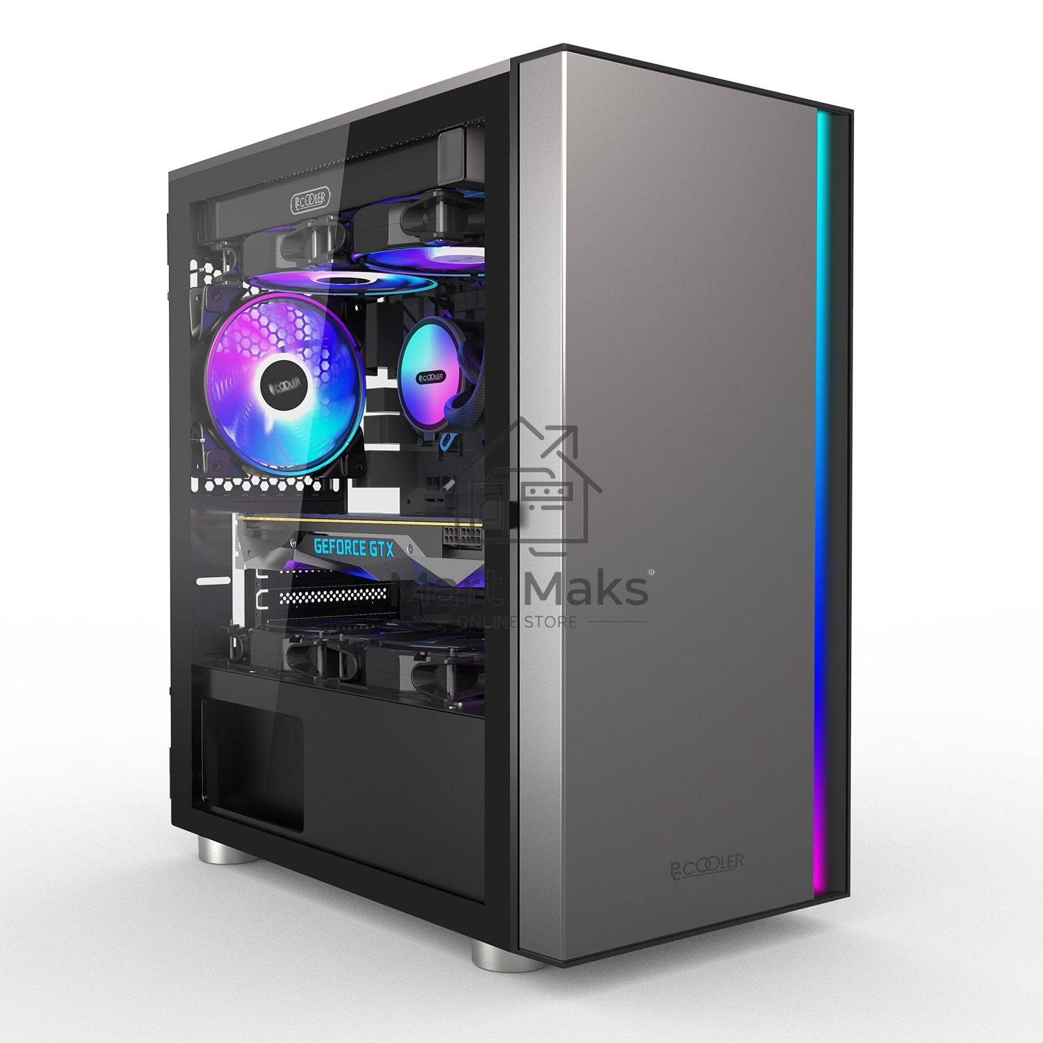 Компьютерный корпус без блока питания PCCOOLER LM300 ARGB BK, Flat Mid Tower, Black, TG, 0.45 SPCC, 1x120mm mATX, mITX 170/330/150mm 2x2.5