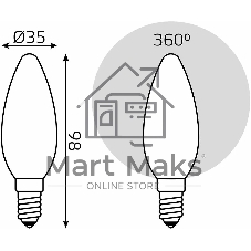 Лампа светодиодная Gauss Filament 103201209-D 9Вт цок.: E14 свеча 220B св. свеч. белый нейт. (упак.: 10 шт)